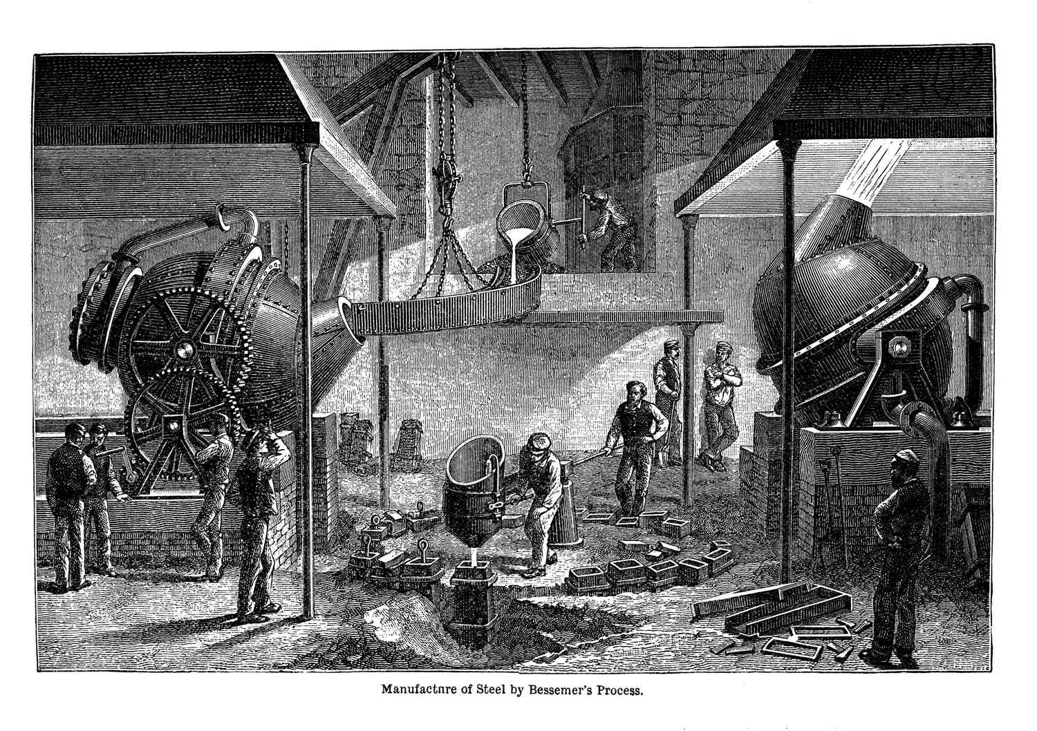 Old engraved illustration of Manufacture of Steel by Bessemer's Process. Stock Photo/Getty Images