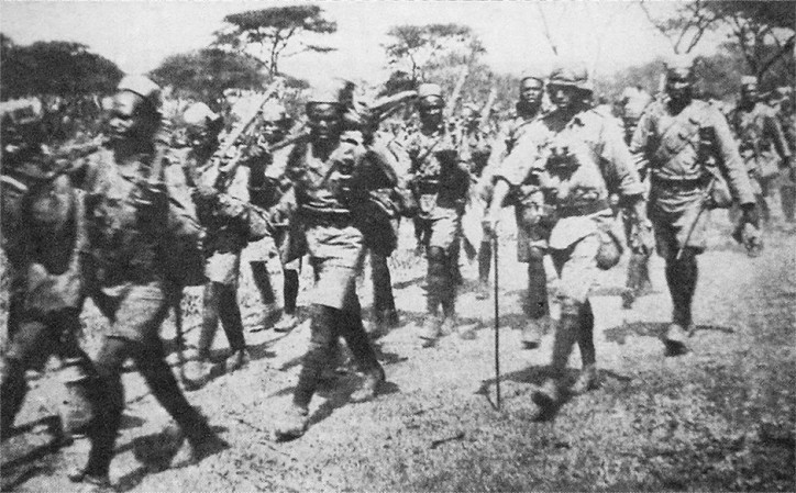 Troops marching during the War